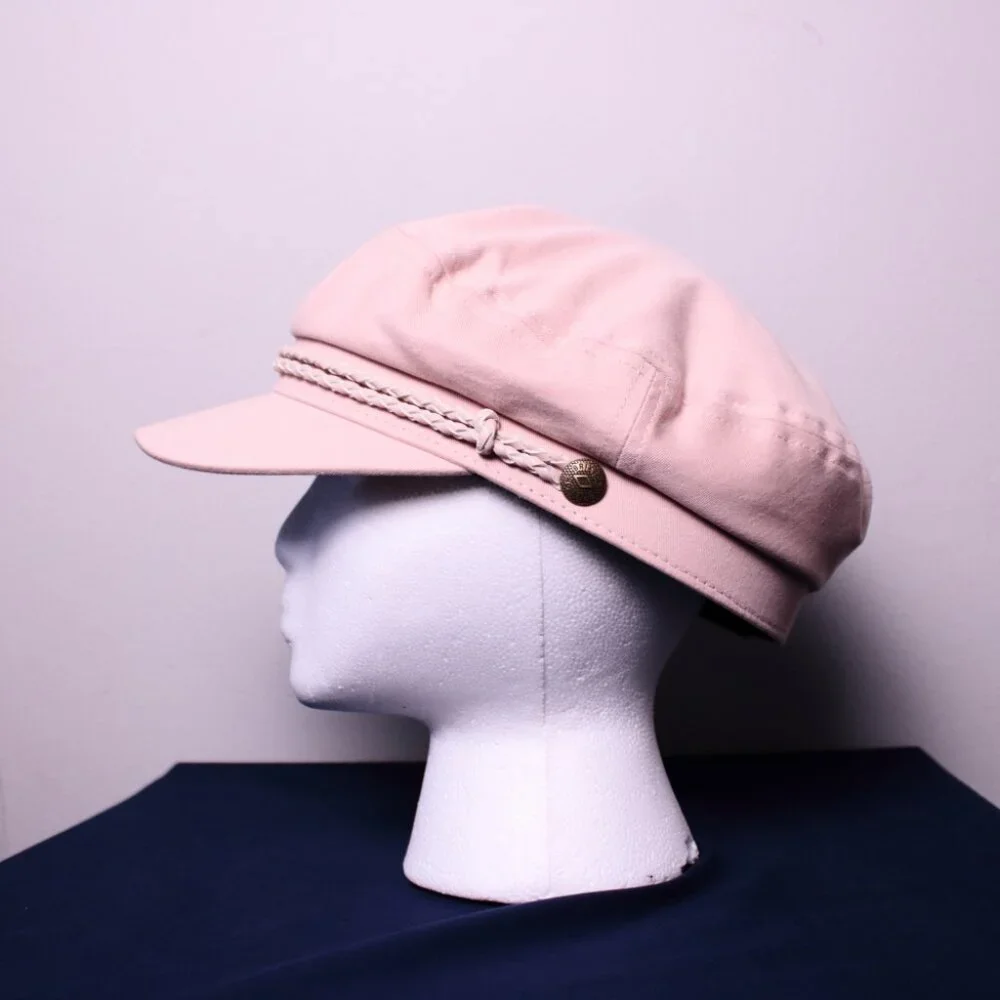 Brixton Pink Fisherman Cap with Cream Braided Trim